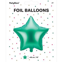Folieballon - STJERNE - Grn Satin - 48 cm