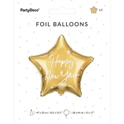 Folieballon - HAPPY NEW YEAR - Stjerne - Guld - 50 cm