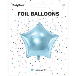 Folieballon - STJERNE - Lysebl Metallic - 48 cm