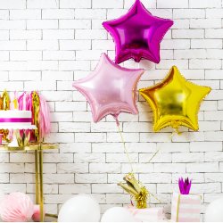 Folieballon - STJERNE - Lyserd Metallic - 48 cm