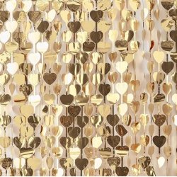 Foliegardin - Guldhjerter - 100 x 250 cm