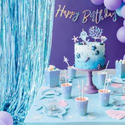 Glitter Gardin - Lysebl - 90 x 250 cm