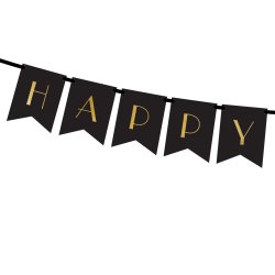 Banner - HAPPY NEW YEAR - Sort og Guld