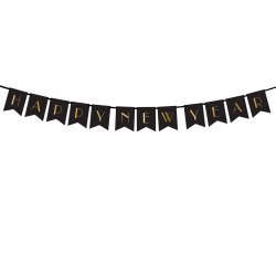 Banner - HAPPY NEW YEAR - Sort og Guld