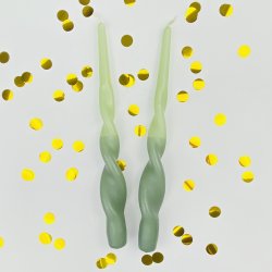 Lys til stage - Snoet Lysegrn / Mrkegrn - 28 cm - 2 stk.