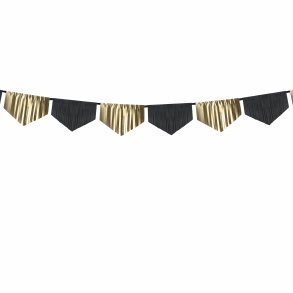 Glitter Guirlande - Sort og guld - 3 meter