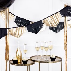 Glitter Guirlande - Sort og guld - 3 meter