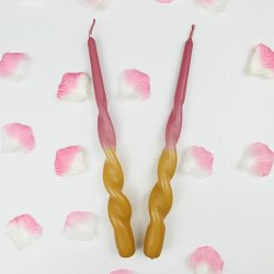 Lys til stage - Snoet Gul / Rosa - 28 cm - 2 stk.