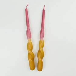 Lys til stage - Snoet Gul / Rosa - 28 cm - 2 stk.