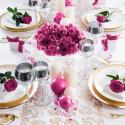 Bordlber - Vendbar Guld / slv print p organza - 36 cm x 9 meter