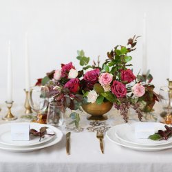 Bordlber - Vendbar Guld / slv print p organza - 36 cm x 9 meter