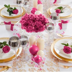 Bordlber - Vendbar Guld / slv print p organza - 36 cm x 9 meter