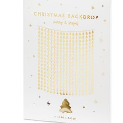 Glitter Gardin - Guld - Juletrer - 90 x 245 cm