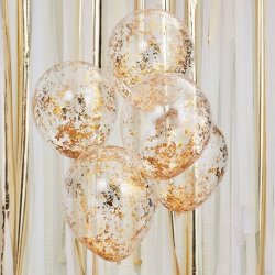 Konfettiballon - Guld Glitter - 5 stk.