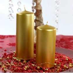 Bloklys - Metallic Guld - 12x6 cm