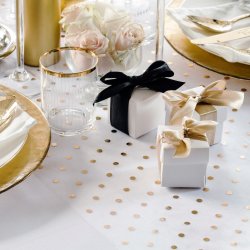 Bordlber - Organza - Vendbar med guld / slv prikker - 36 cm x 9 meter