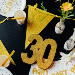 Guirlande med vimpler - 20 x 30 cm - 6 meter - Guld Glitter