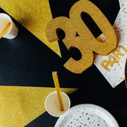 Guirlande med vimpler - 20 x 30 cm - 6 meter - Guld Glitter