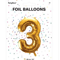 Folieballon - GULD - TAL 3 - 86 cm