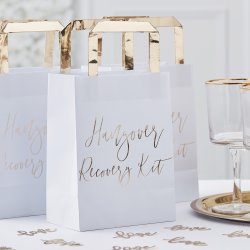 Hangover Recovery Kit pose - Hvid med guldskrift - 5 stk.