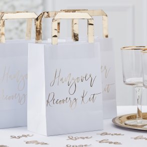 Hangover Recovery Kit pose - Hvid med guldskrift - 5 stk.