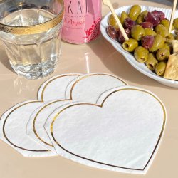 Servietter - Hjerte med guldkant