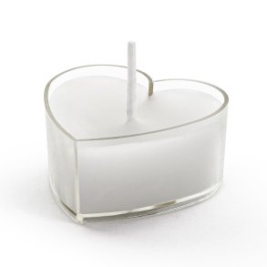 Fyrfadslys - Hvidt hjerte - 4 cm, 10 stk.