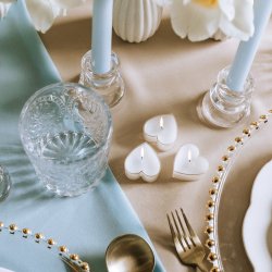 Fyrfadslys - Hvidt hjerte - 4 cm, 10 stk.