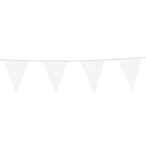 Guirlande med vimpler - 16 x 20 cm - 6 meter - Hvid Glitter