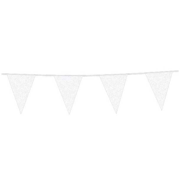 Guirlande med vimpler - 16 x 20 cm - 6 meter - Hvid Glitter