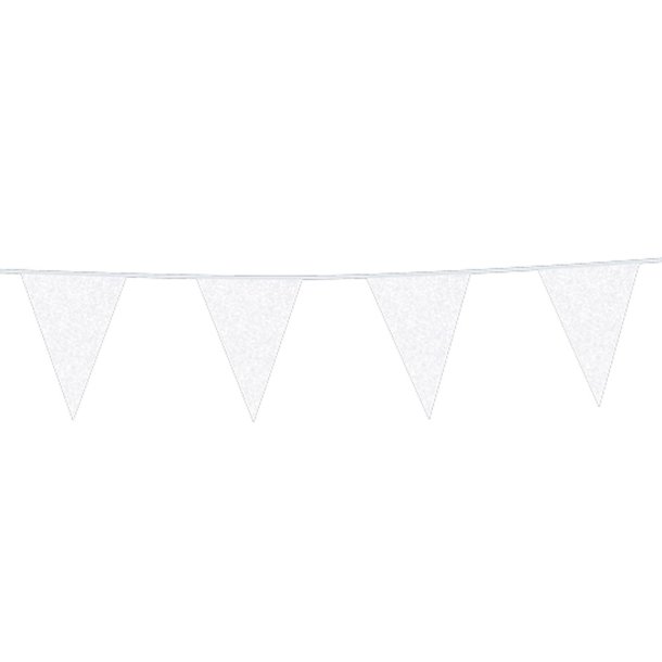 Guirlande med vimpler - 20 x 30 cm - 6 meter - Hvid Glitter