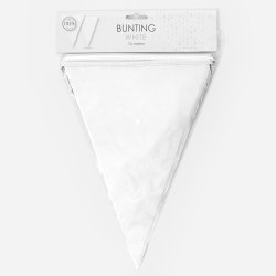 Guirlande med vimpler - 20 x 30 cm - 10 meter - Hvid 