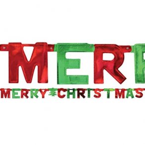 Banner - MERRY CHRISTMAS - Rd og grn