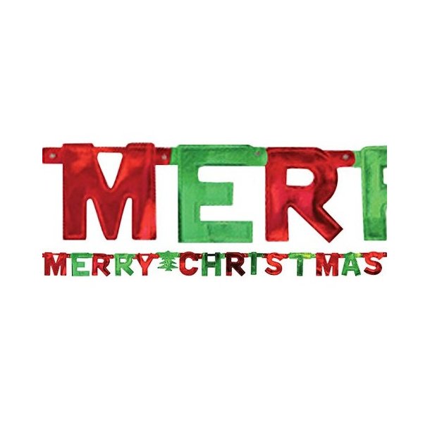 Banner - MERRY CHRISTMAS - Rd og grn