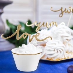 Cake toppers - LOVE - SWEET - YUM - Guld - 6 stk.