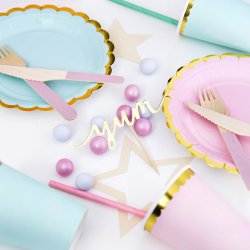 Cake toppers - LOVE - SWEET - YUM - Guld - 6 stk.