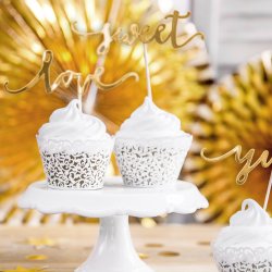 Cake toppers - LOVE - SWEET - YUM - Guld - 6 stk.