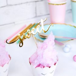 Cake toppers - LOVE - SWEET - YUM - Guld - 6 stk.