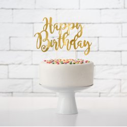 Cake topper - HAPPY BIRTHDAY - Guld