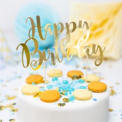 Cake topper - HAPPY BIRTHDAY - Guld