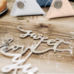 Cake toppers - LOVE - SWEET - YUM - Slv - 6 stk.