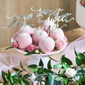 Cake toppers - LOVE - SWEET - YUM - Slv - 6 stk.