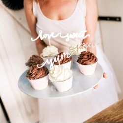 Cake toppers - LOVE - SWEET - YUM - Slv - 6 stk.