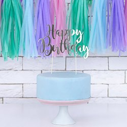 Cake topper - HAPPY BIRTHDAY - Slv