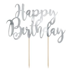 Cake topper - HAPPY BIRTHDAY - Slv