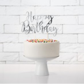Cake topper - HAPPY BIRTHDAY - Slv