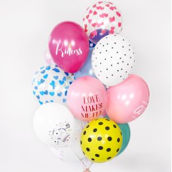 Balloner - Klar med lysebl hjerter - 6 stk.