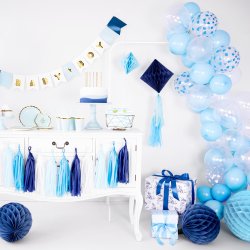 Balloner - Klar med lysebl hjerter - 6 stk.