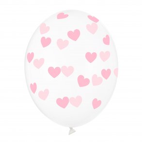 Balloner - Klar med lyserde hjerter - 6 stk.