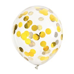 Konfettiballon - Guld Cirkler- 6 stk.